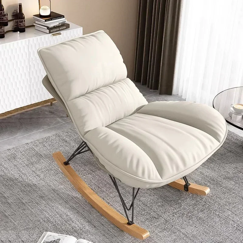 Minimalist Rocking Chairs Adults Modern Leather Floor Chairs Lounge Single Poltrona Para Sala De Estrar Living Room Furniture