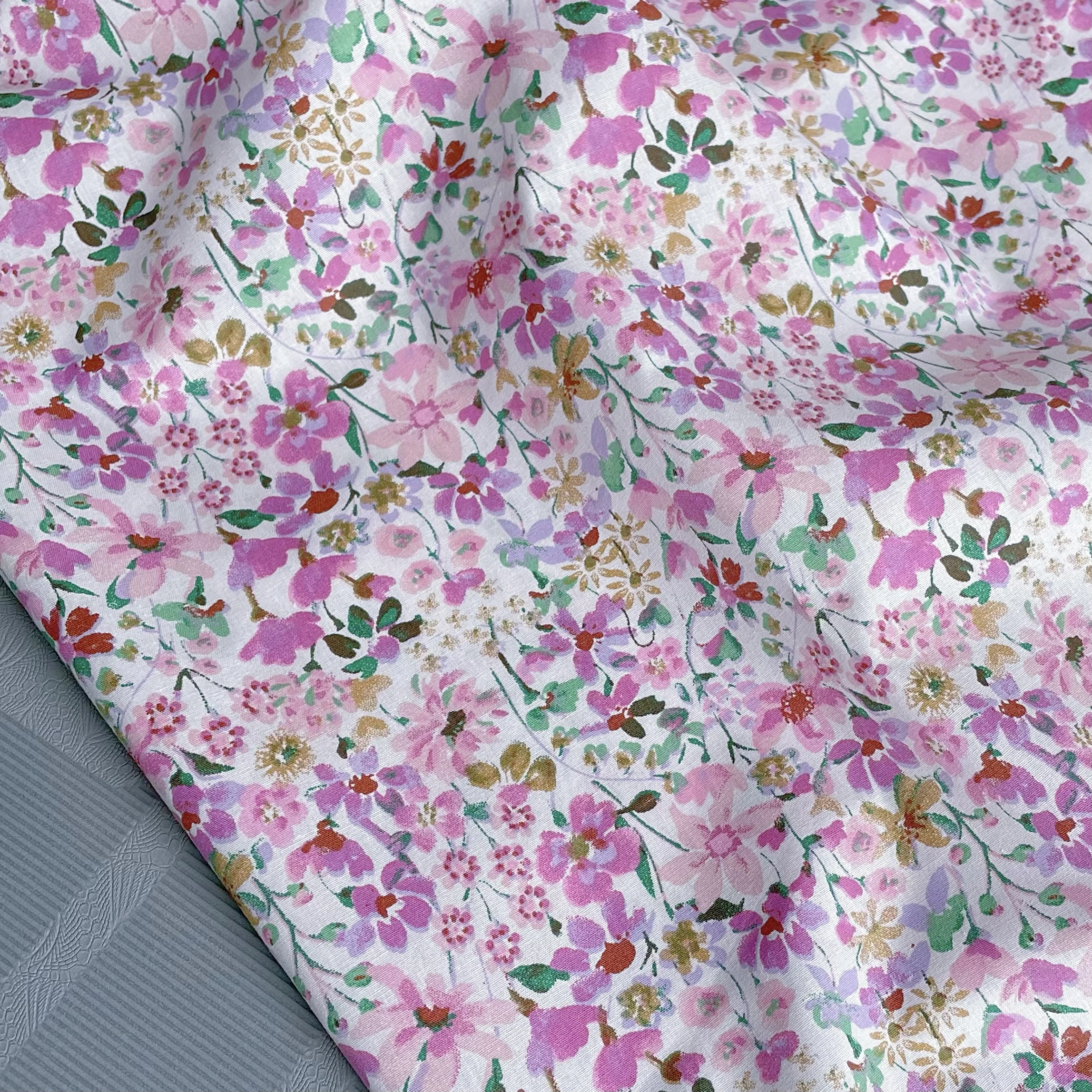 Bouquet Parade 100% Cotton 40S Original Design Fabric Digital Printing for Sewing Cloth Dresses Skirt Kids Designer