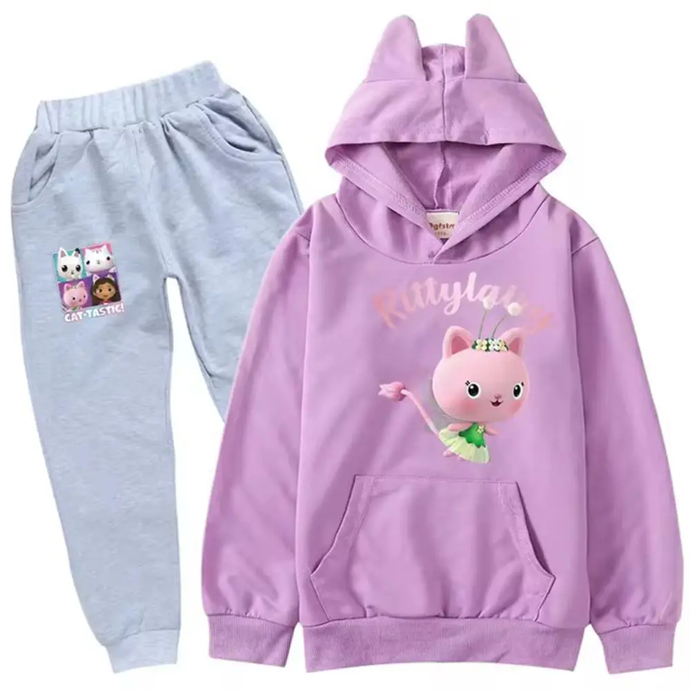 Gabbys Dollhouse Costume Kids Cute Gabby Chat Hoodies Sweater+pants Set Children Cartoon Clothing Boys Sportsuits Girls Outfits