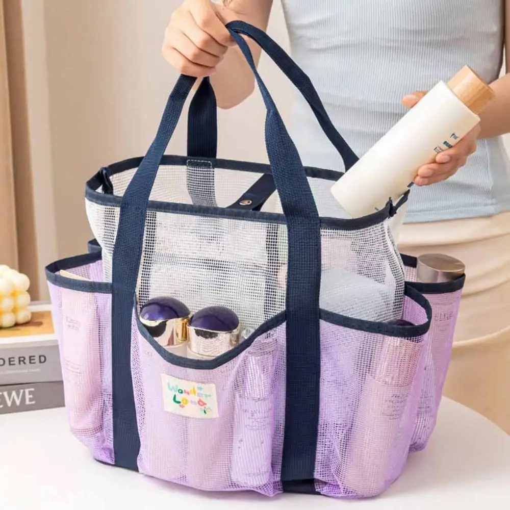 

Handbag Mesh Toiletry Bag Multi-pouch Large Capacity Clothes Storage Bag Cosmetic Bag Fresh Color Hanging Shower Organizer