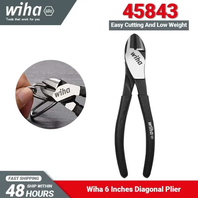 

Wiha 45843 Black Forest Diagonal Pliers 180mm Long Patented-design Labor-saving Cable Cutter for Harder Steel Wires Iron Wires