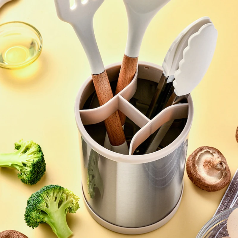 Rotatable Stainless Steel Cutlery Holder Household Tableware Drainboard Spoon Storage Kitchen Organizer Drainer Dish Drying Rack