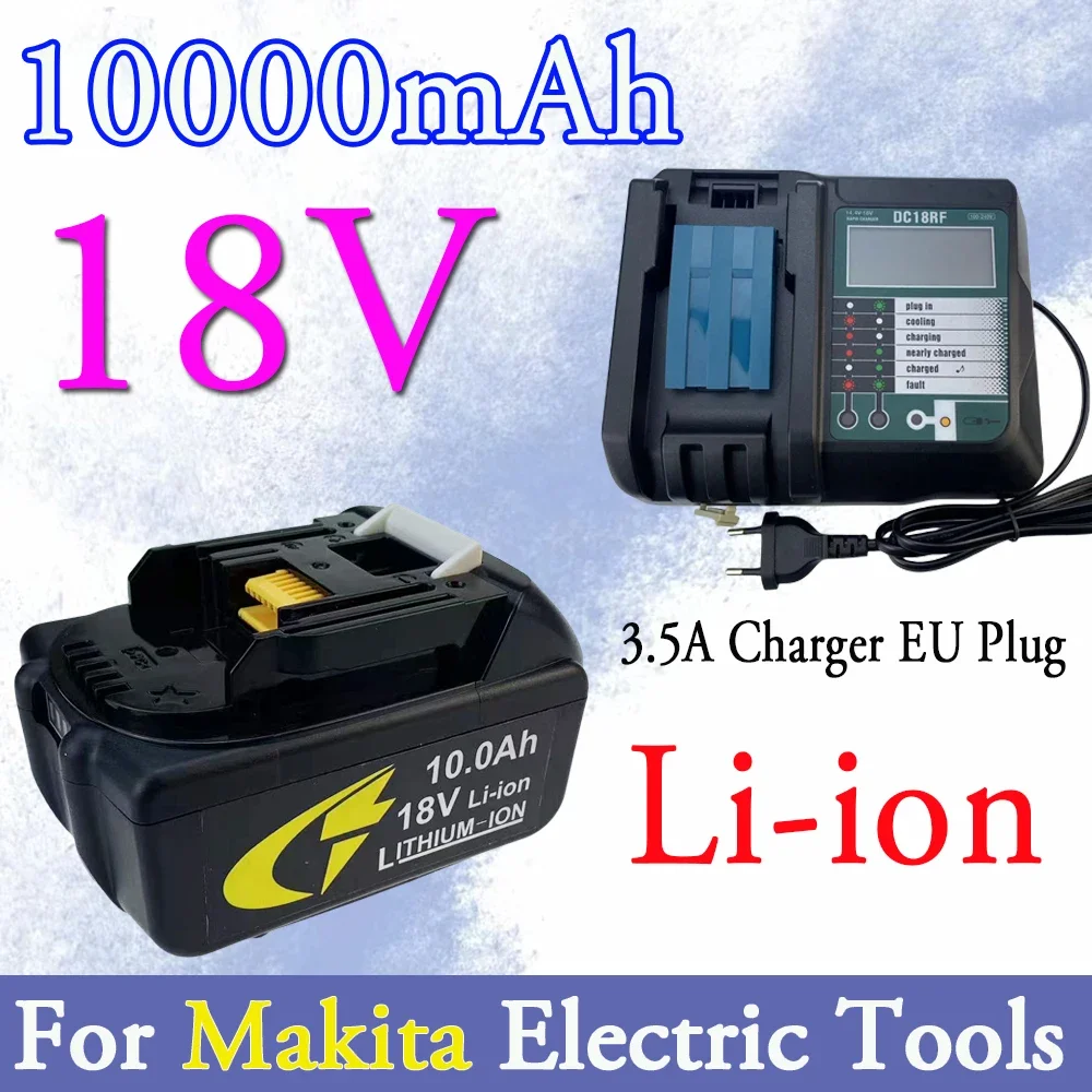 For Makita 18V 10000mAh Battery BL1830 BL1830B BL1840 BL1850 BL1850B BL1860B BL1815 Replacement Lithium Battery+Charger