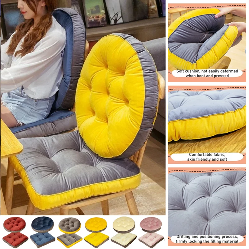 

Office Chair Cushion Crystal Velvet Cushion Cute Color Matching Chair Cushions Winter Warmth Cushion Student Stool Butt Cushions