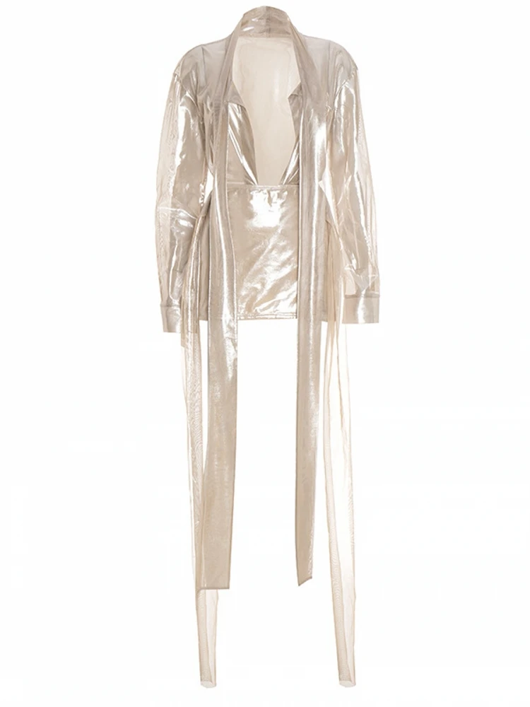 

Элегантный комплект из двух предметов, женское однотонное тонкое бандажное платье с длинными рукавами и тонкие мини-юбки, женский уличный одинаковый костюм