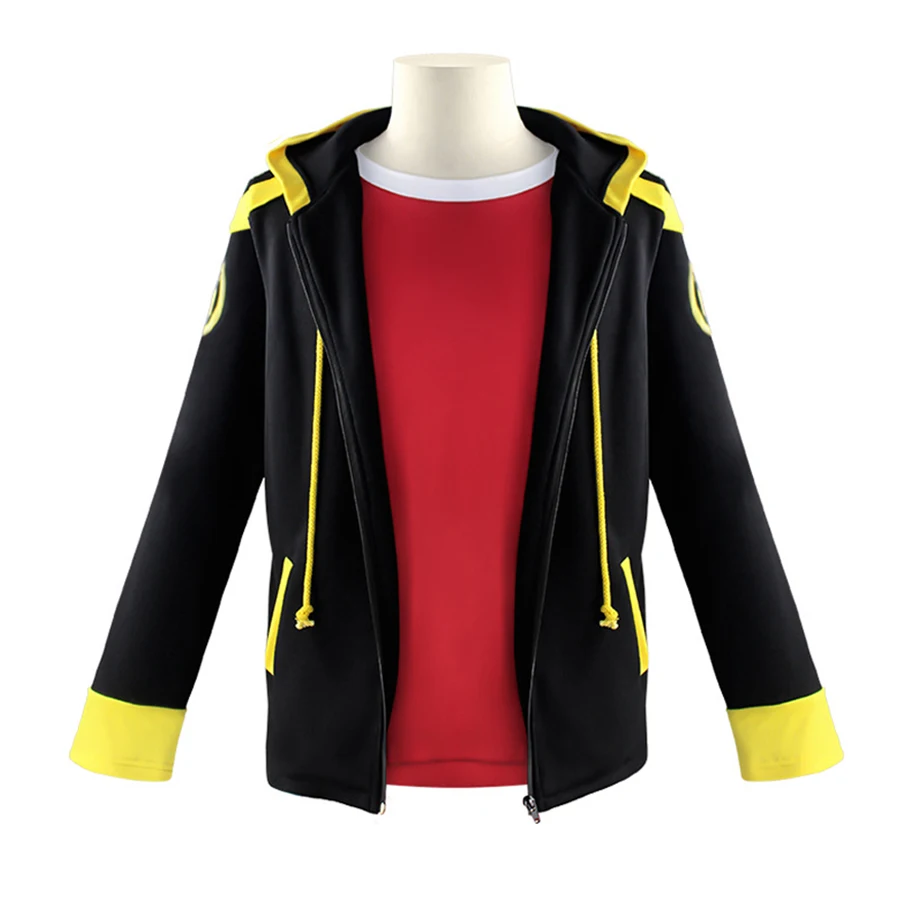 Disfraz de Cosplay de Saeyoung Choi, chaqueta con cremallera, Luciel Seven, Sudadera con capucha, camiseta roja, peluca corta naranja, 707