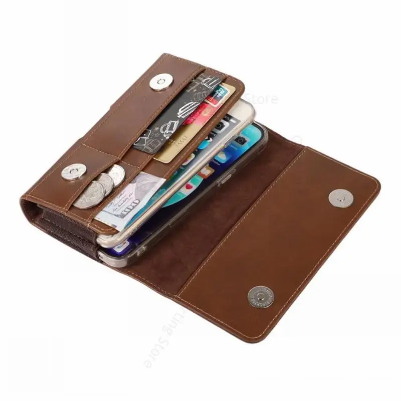 Genuine Leather Phone Case For Samsung S23 Ultra 5G Magnet Wallet Flip Waist Bag For Galaxy S22 S21 S20 Plus S10 S9 S8 S7 Pouch