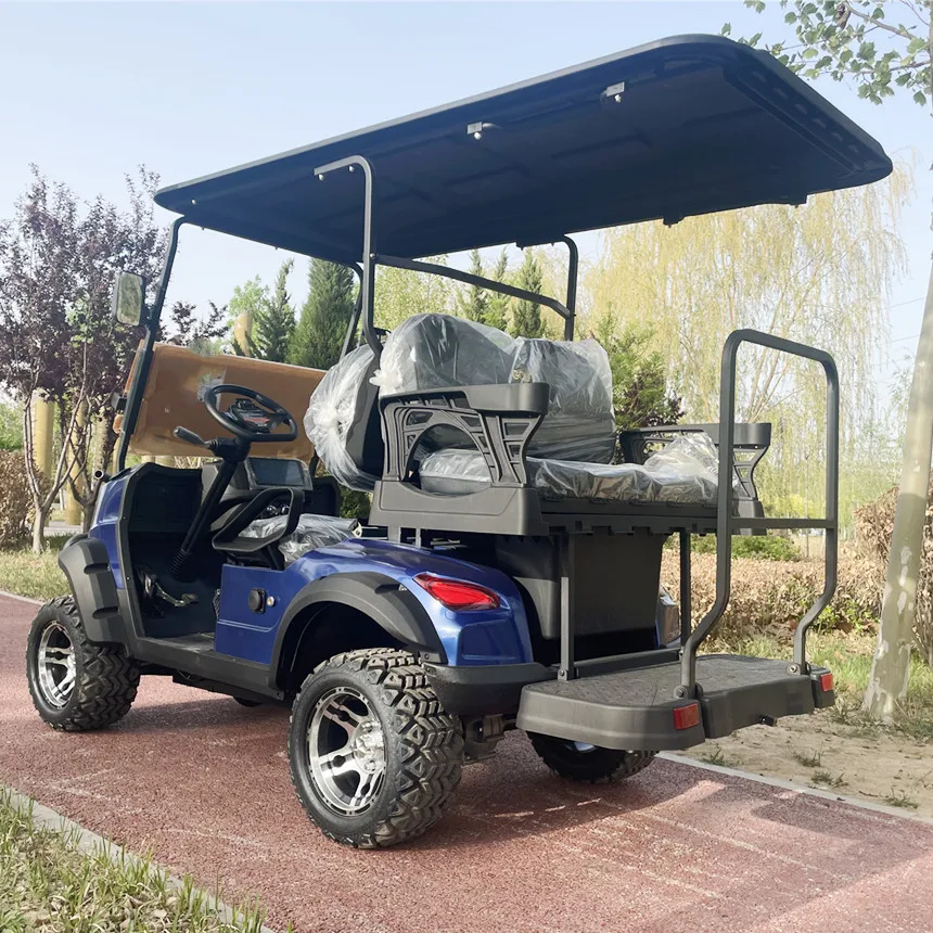 Fully Enclosed Golf Cart 72V Battery Powered Tourist Car Golf Bag Straps And Basket