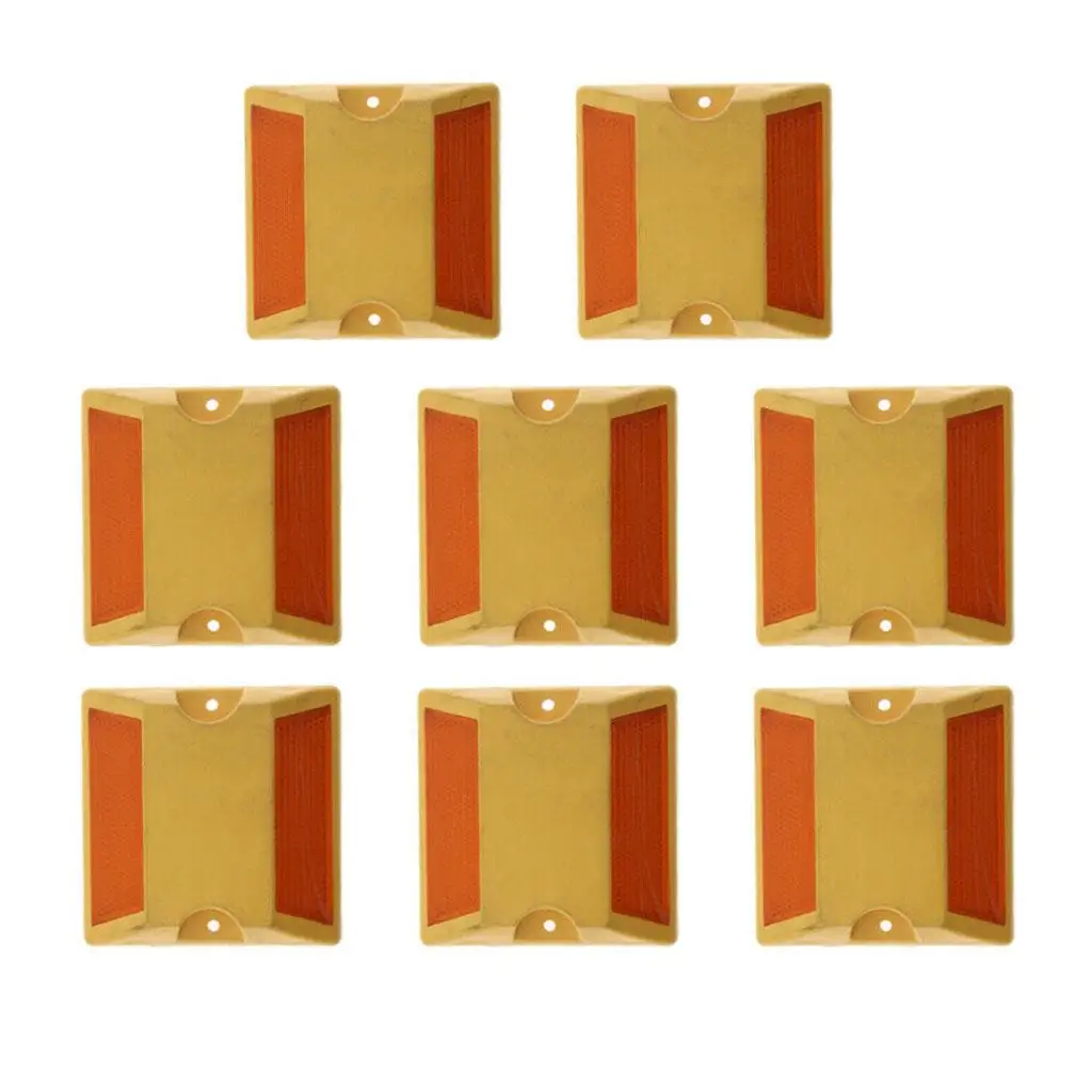 8PCS NEW Road Marker Reflector for Street Road Driveway One-Side Yellow