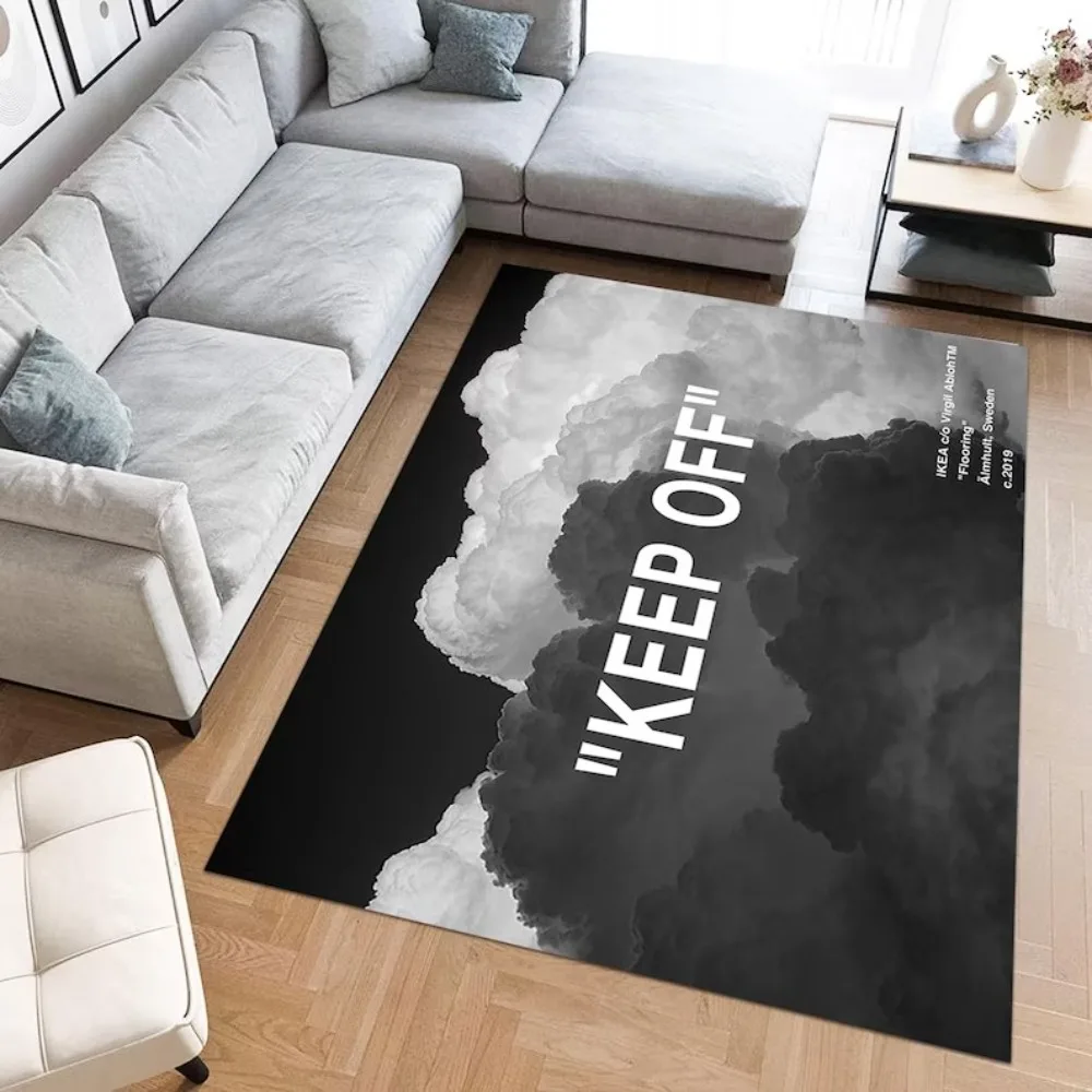 

"SHOES OFF" & "KEEP OFF" Carpet Mat Rug - Black White Art Font Home Decoration for Living Room Bedroom Living Room Decoration