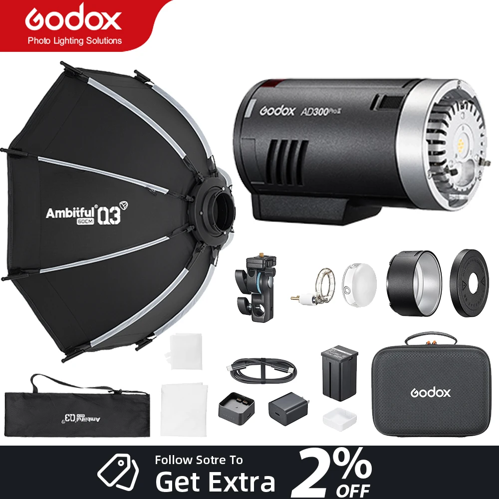 AMBITFUL Q3-60cm Softbox SA-GD Speed Ring matt box & Godox Speedlite Flash Strobe Light TTL HSS
