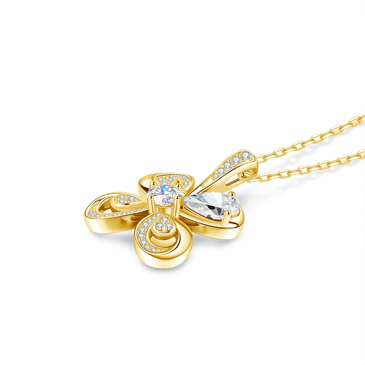 

​Lucky Charms Four-Leaf Clover Moissanite Necklace 18K Gold Plated GRA Diamond Sparkling Pendant for Women Romantic Fine Jewelr