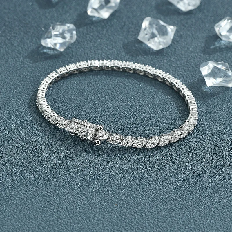 

Luxury Solid Platinum PT950 Women's Diamond Prismatic Bracelet All-Match Instagram Style Trendy Tennis Bracelet