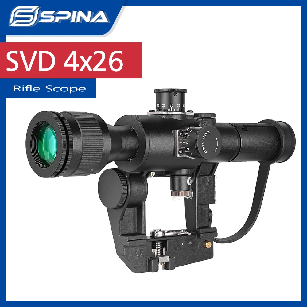 SVD 4X26 Side Mount Red Illuminated Tactical Hunting Riflescope Glass Reticle Tactical Optics Sights AK Scope