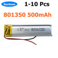 1-10 pcs 3.7V 500mAh Lithium Polymer Rechargeable Battery 801350 For Mp3 Bbluetooth GPS PSP Speaker Recorder Camera Headphone