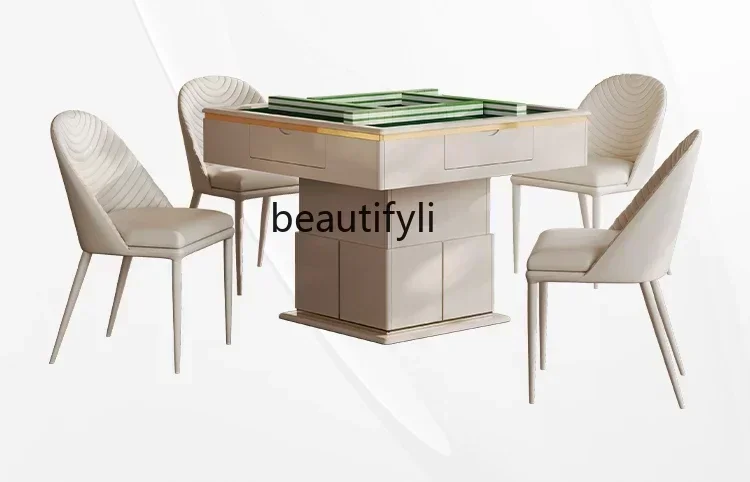 182C Liftable electric mahjong table rock board fully automatic dining table coffee table mahjong machine integrated multifuncti