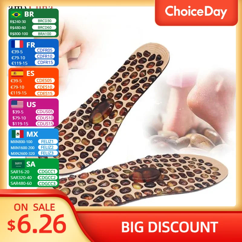 

Fashion Soft Rubber Cobblestone Therapy Acupressure Pad Feet Massager Insole For Shoes Unisex Insoles Improve Blood Circulation