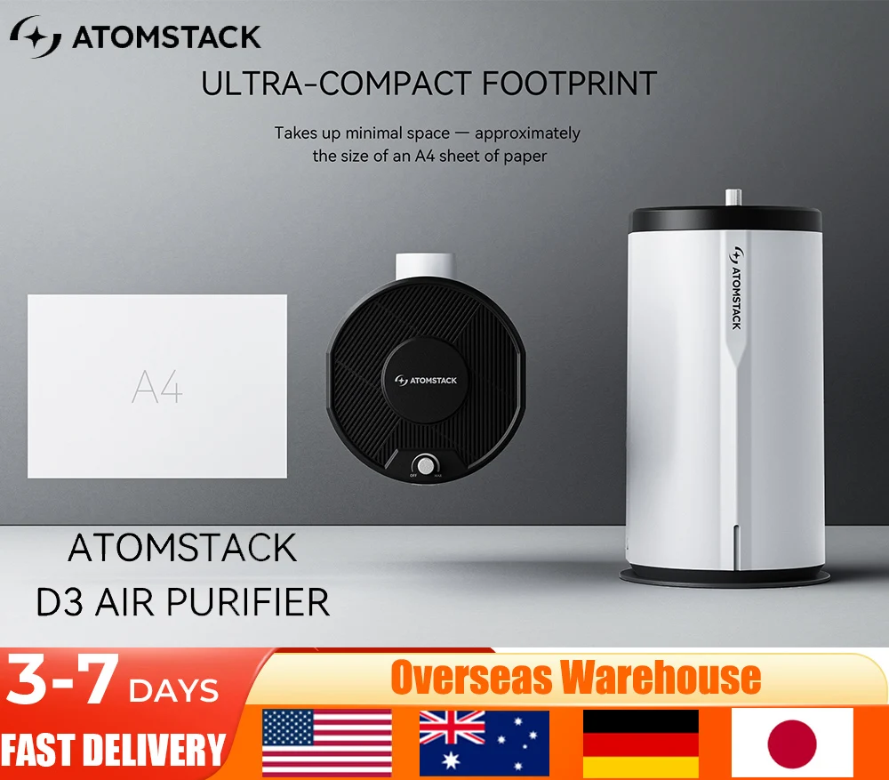 ATOMSTACK D3 الليزر حفارة لتنقية الهواء فلتر الدخان آلة استخلاص الدخان فلتر الكربون HEPA لإزالة رائحة الغبار القاطع بالليزر