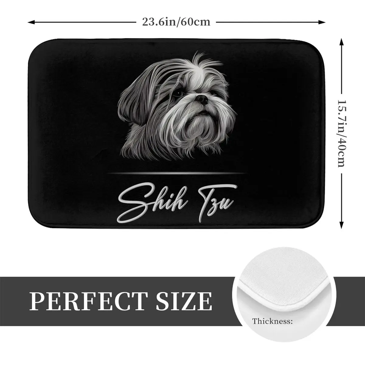 Dog Lover Shih Tzu Crest Anti-slip Doormat Floor Mat Washable Carpet Rug for Kitchen Entrance Home Bedroom Footpad Mats