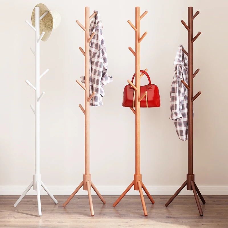 Beech Coat Rack - Free Standing with 8 Hooks, Multi-Functional Design for Coats, Hats, Scarves, Clothes, and Handbags, Durable U