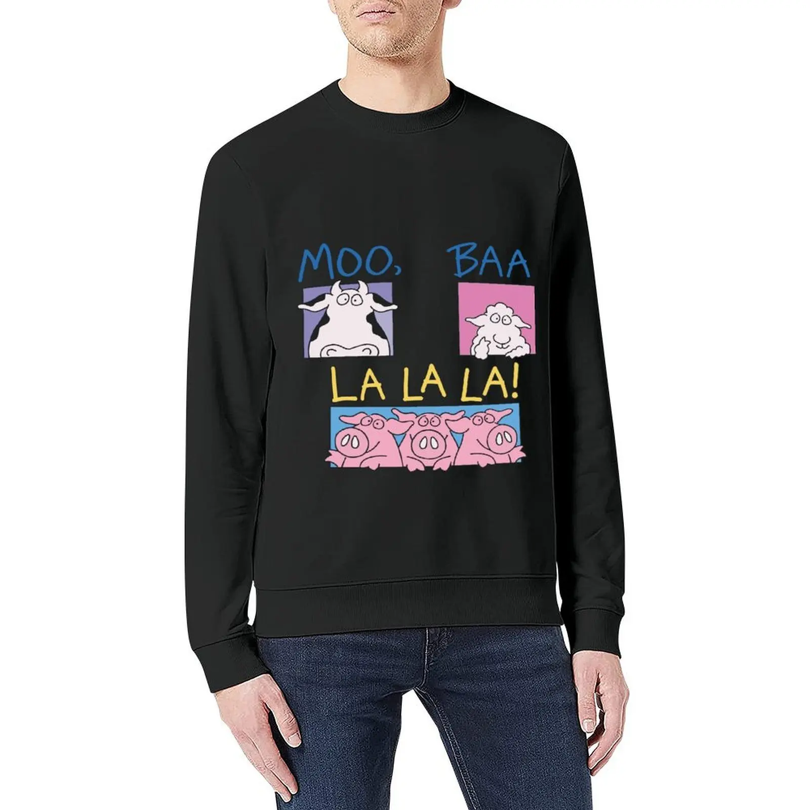 مو، با، لا لا لا لا البقرة رخيصة وخنزير البلوز رياضية الرجال العرق قميص الرجال ارتداء البلوز