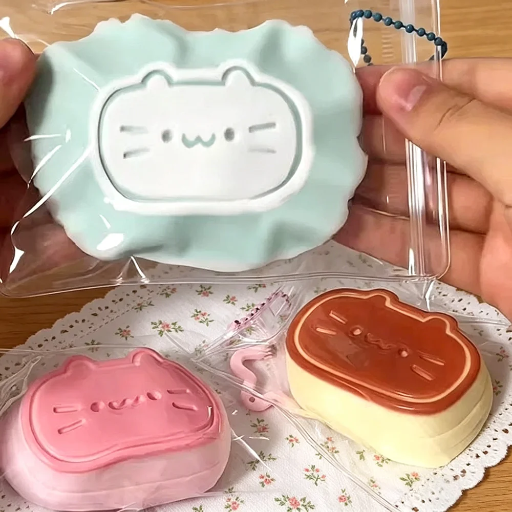 Adorable Gato de Pudín Mochi Squishy, Juguete Antiestrés de Gato con Queso, Juguete Sensorial Suave para Niños y Adultos