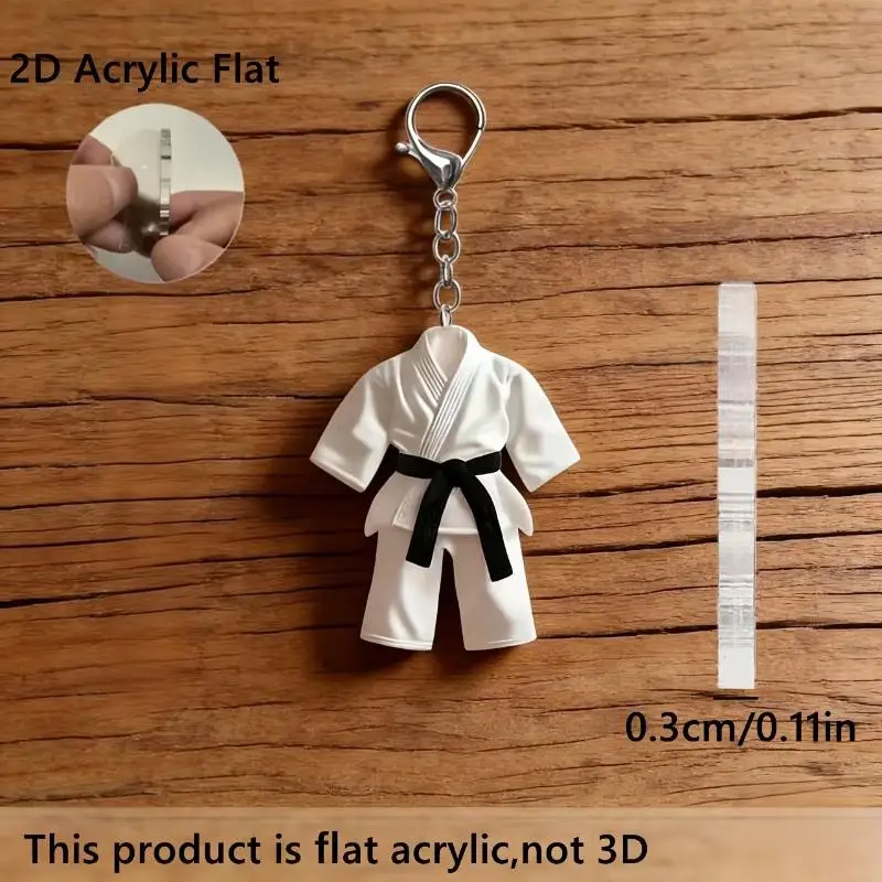 Taekwondo Clothes Ornament Keychain 2D Flat Acrylic Pendant Charm for Sports Fans Daily Use
