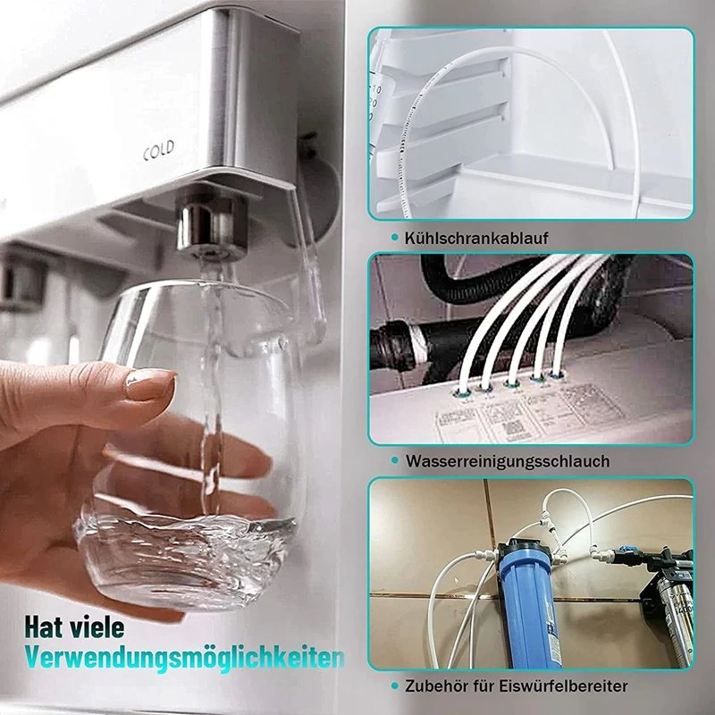 Water Supply Pipe Universal Connection Set 15M,For Side By Side Refrigerator,Reverse Osmosis System (1/4Inch)