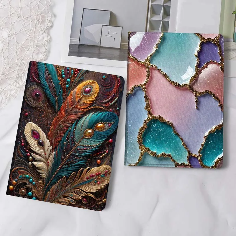 

Colorful Feather Bead Decor Gift Tablet Case For Samsung Tab Galaxy S6 S11 A A7 A8 A9 A11 10.1 10.4 10.5 Plus Lite