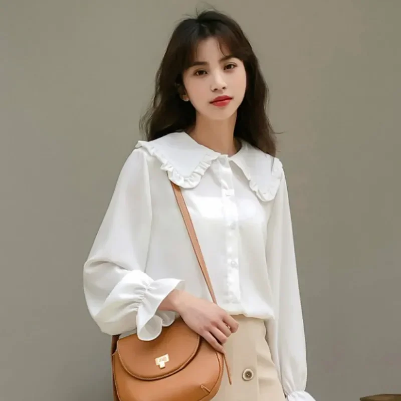 Shirts Women Solid Simple New Arrival Spring Korean Style Chic Trendy Casual Blouses Elegant Vintage Womens Streetwear All-match