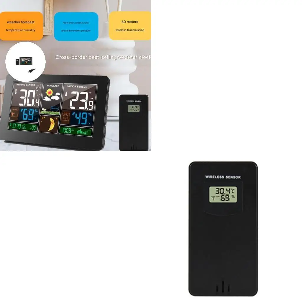 r9uf-天気時計-カラー-lcd-ディスプレイ付き-無線制御時間同期-屋内屋外温度湿度モニタリングと