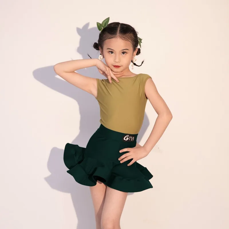 

Advanced Latin Dance Dress 2024 New Girls' Practice Performance Costumes Children's Dance Split Set 라인댄스복 latin dress