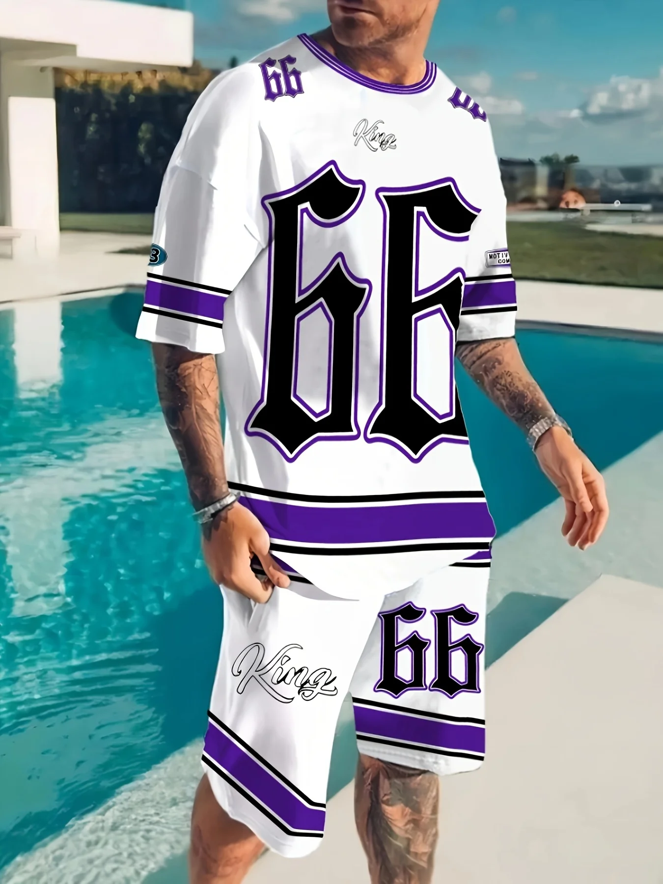 2025 fashion Men's casual sports suit Hip hop street style Round neck T-shirt and shorts 3D printed T-shirt shorts set 