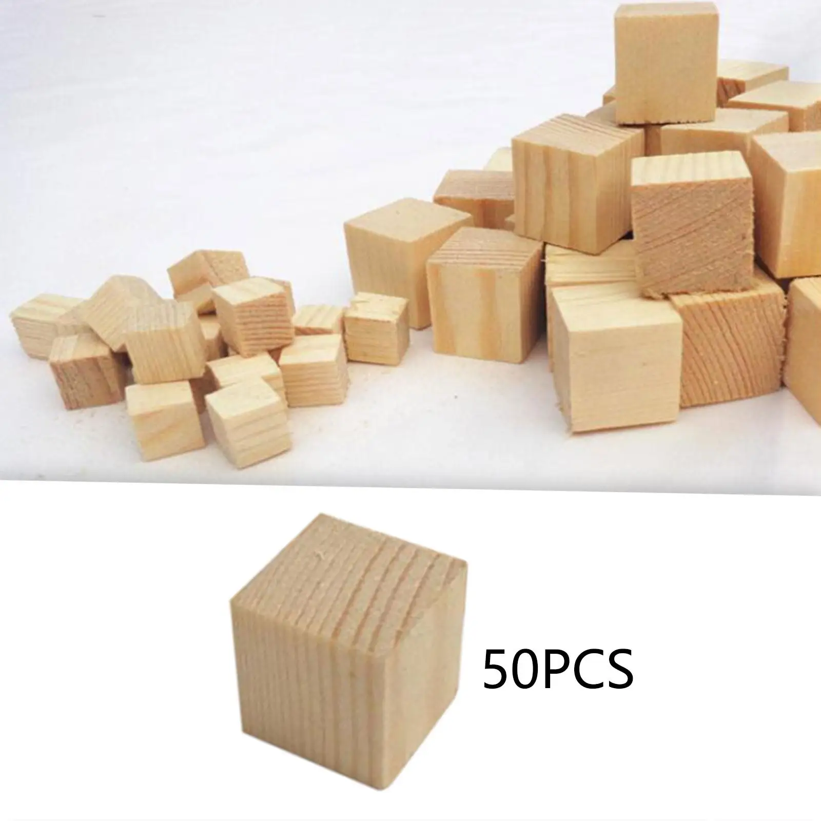 50 Pieces Wooden Blocks Square Blocks for Painting Decorating DIY Projects