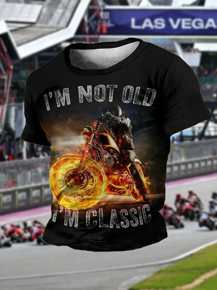 

Men's Summer "Speedy Machine" 3D Stereoscopic Motorcycle Print T-Shirt, 100% Polyester, Quick-Drying, Breathable, Cycling Jersey
