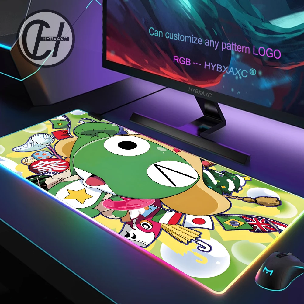 

Anime Keroro Gunsou Frog Mouse Pad RGB Gaming Mouse Pad Desk Mat HD Gamer Large LED Light XXL MousePads PC Computer Carpet