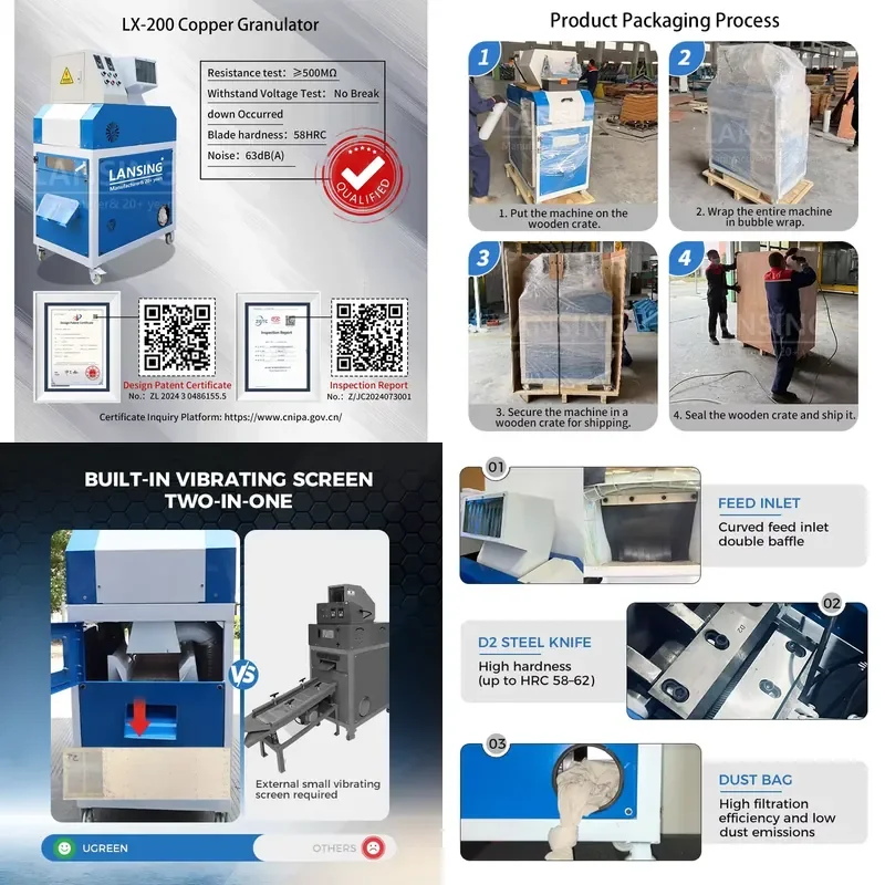 Industrial Machinery Small Capacity Automatic Electric Waste Cable Granulator Mini Copper Granulator Recycling Machine Copper