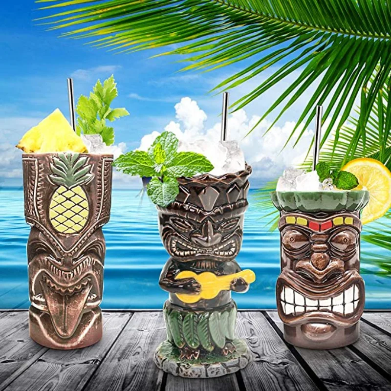 Tiki Mug Ceramic Hawaiian Cocktail Party, Zombie Skull Mug, Large Wine Set, Exotic Party, Premium Tropical Mug, Handmade