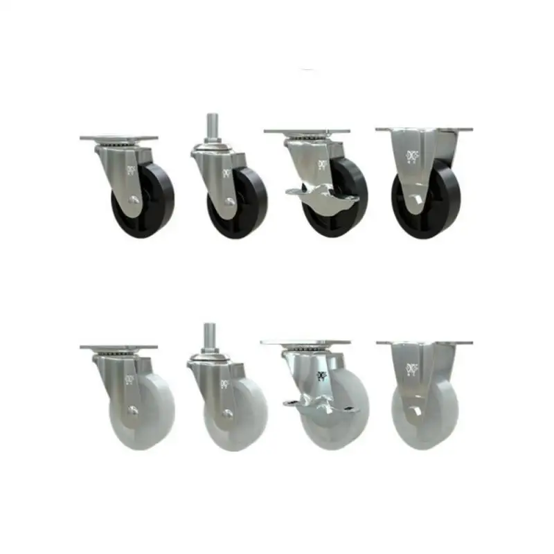 

4 Packs Emerging Caster 2 Inch Black PP Universal Wheel Refrigerator Cabinet Display Small Push