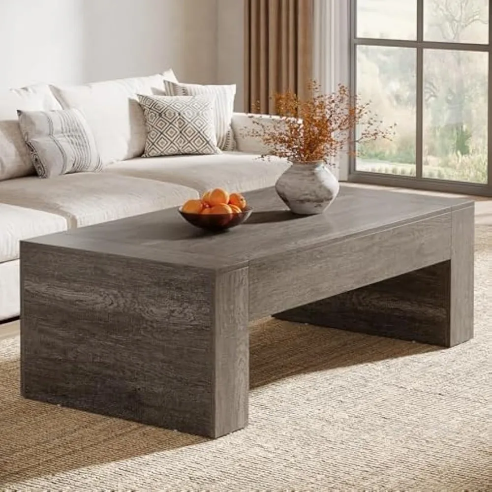 

Living Room Rectangular Coffee Table, 51-Inch Farmhouse Accent Center Cocktail Tea Table with Sturdy Base, Vintage Tea Furnitur