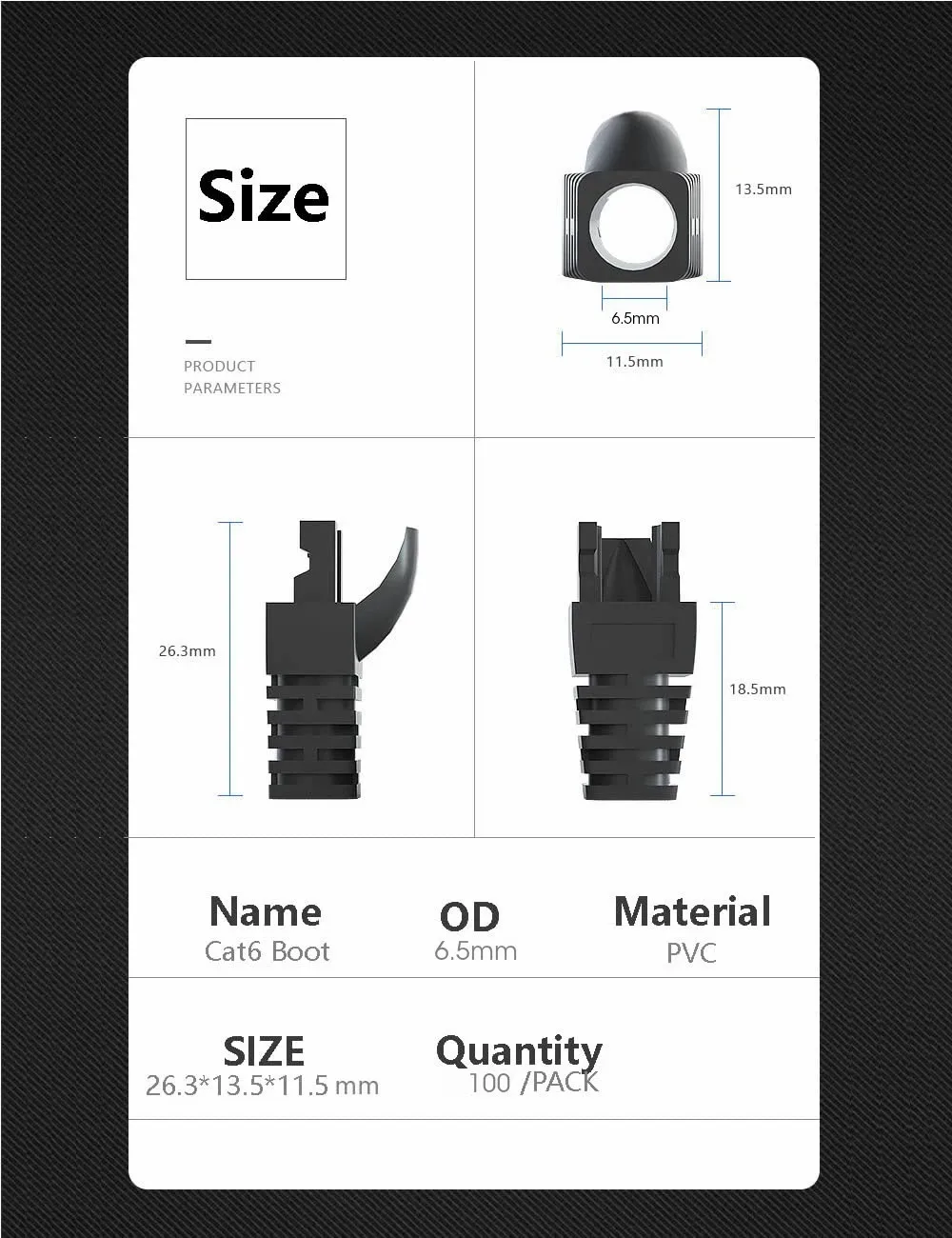 ZoeRax 100pcs Cat5E CAT6 RJ45 Ethernet Network Cable Strain Relief Boots Cable Connector Plug Cover