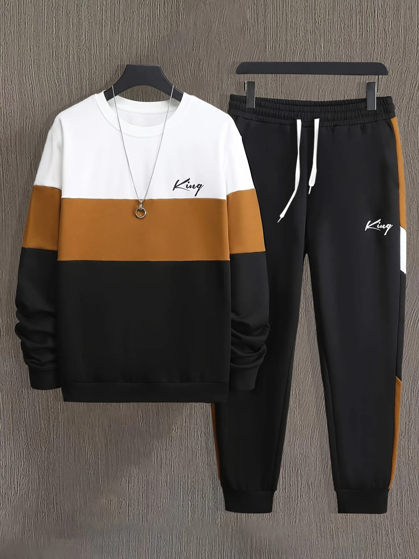 

The 2025 Spring and Autumn new men's hoodie set is a casual and fashionable streetwear collection with letter prints