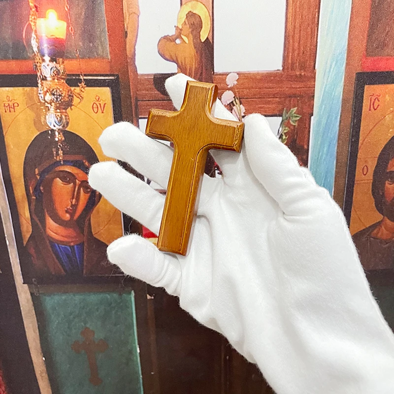 HTISOK Wooden Cross Church Home Decoration Wooden Christian Supplies Orthodox Catholic Holding Cross Religious Supplies & Gift