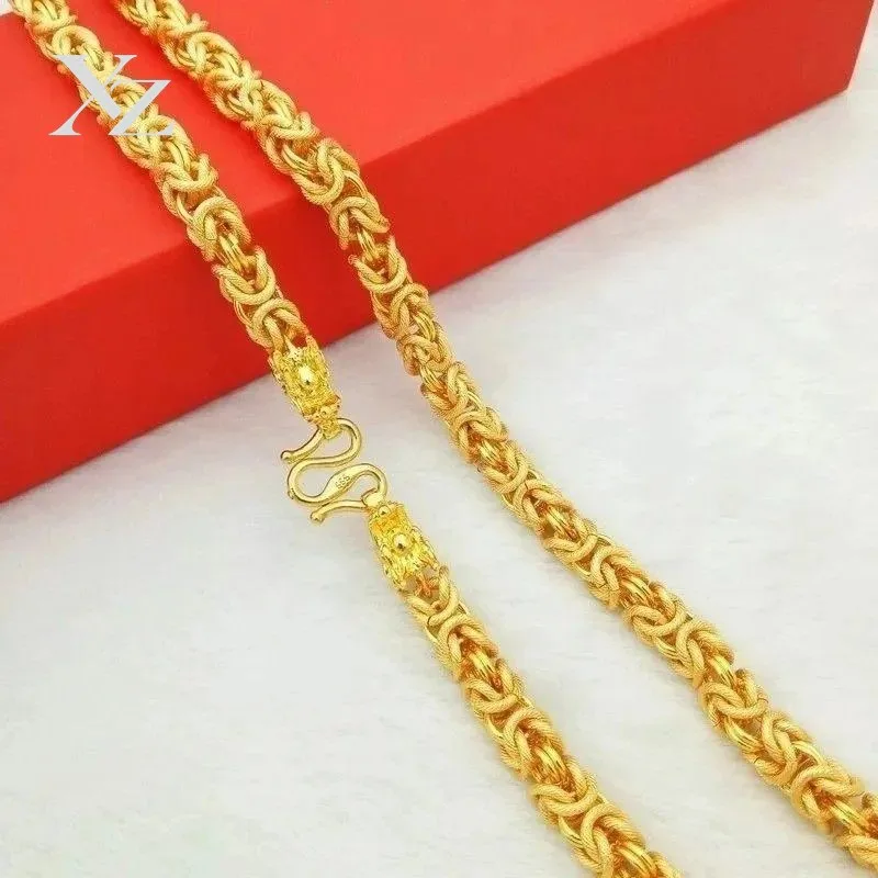 High Quality Men's Designer Sand Gold Dragon Bone Chain Necklace – Matte Cloth Pattern Mighty Big Chain, Hot Sale Vietnamese