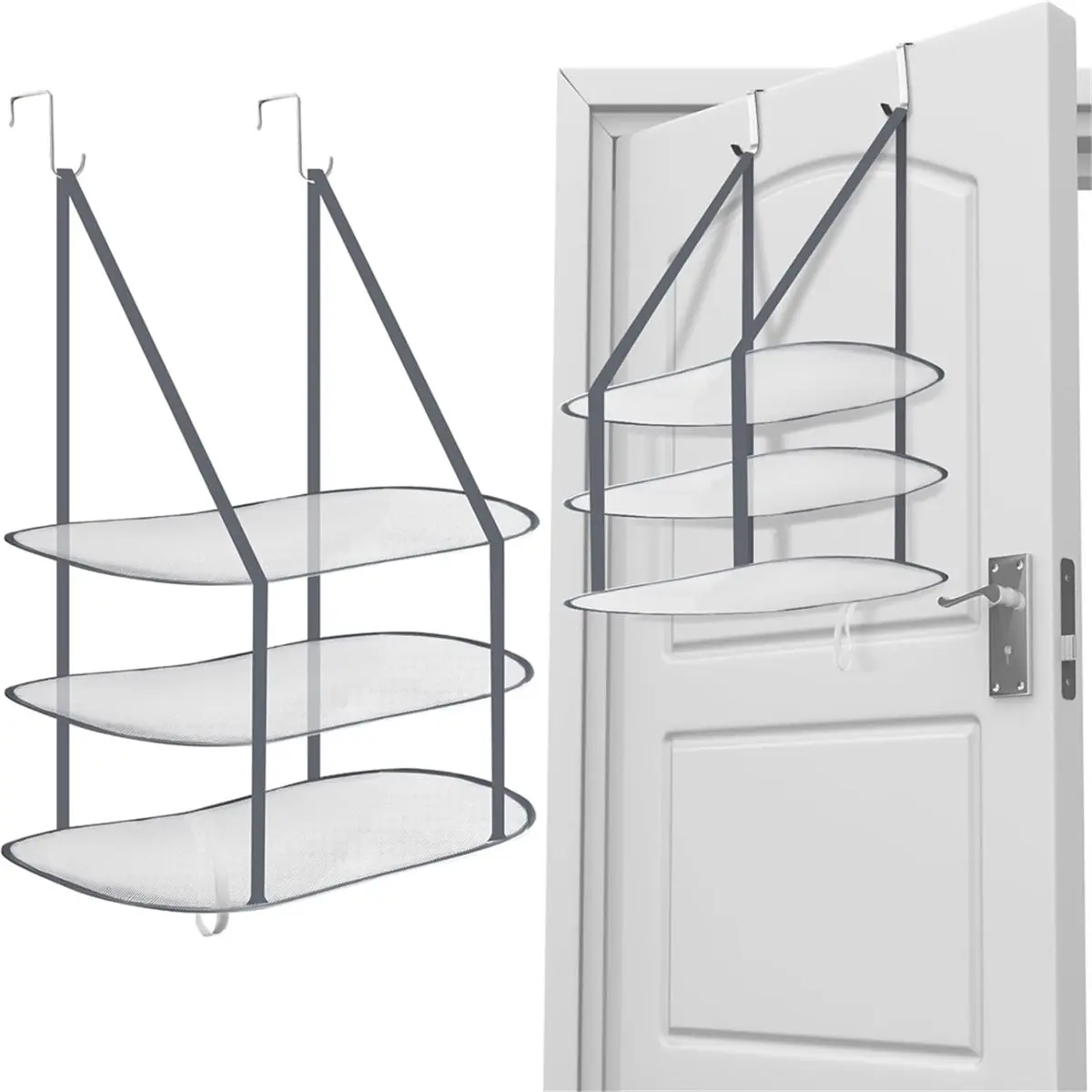 2 Pcs 3 Tier Sweater Drying Rack Flat over the Door Folding Drying Rack Large Lay Laundry Hanging Dryer for Apartment B