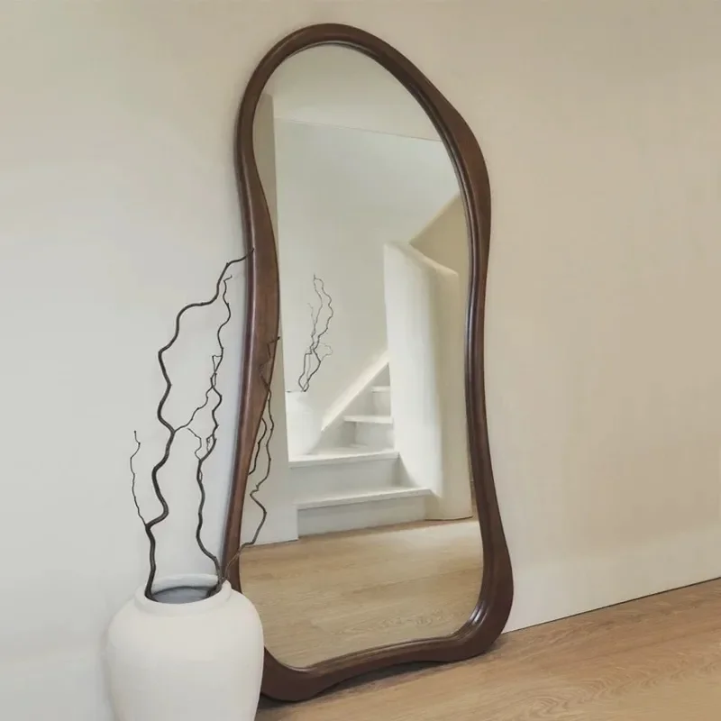 French Style Irregular Floor to Ceiling Mirror Retro Medieval Wall Mounted Full Length Mirror for Home Decor