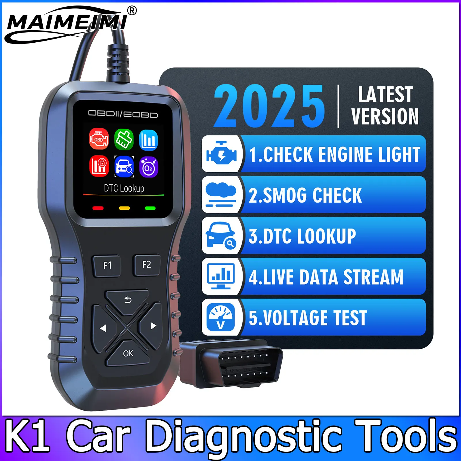 

K1 OBD2 сканер полная система диагностические инструменты считыватель кодов профессиональный автомобильный инструмент запрос кода неисправности датчик кислорода тест индивидуальный заказ