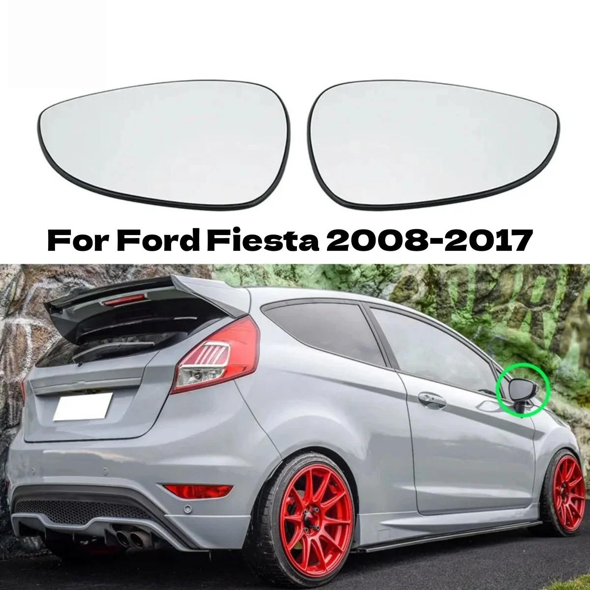 1 Stück L/R Tür-Außenspiegel, elektrisch beheiztes Glas für Ford Fiesta MK7, europäische Version 2008–2017, Auto-Spiegelzubehör