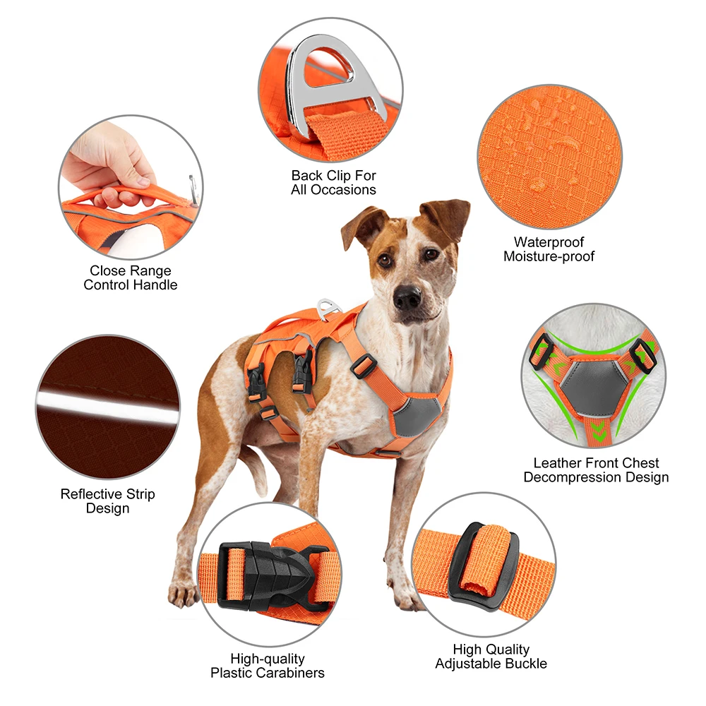 No Pull Dog Harness Reflective Waterproof Pet Harness Vest With Handle for Small Medium Dogs Walking Training Chest Straps