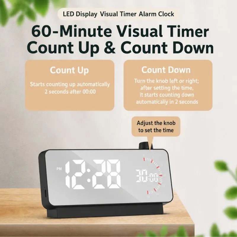 Led Digital Dual Alarm Clock Visual Time Manager Desktop Knob Electronic Clock Countdown And Count Up Timer For Student